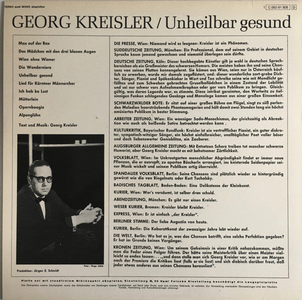 Georg Kreisler : Unheilbar Gesund (LP, Album)