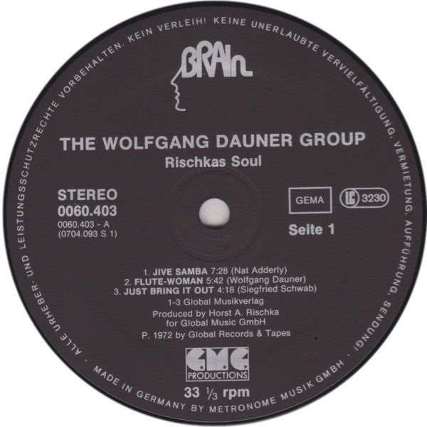 The Wolfgang Dauner Group* : Rischkas Soul (LP, Album, RE)