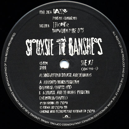 Siouxsie And The Banshees* : Dazzle (7 Mins Plus Glamour Mix) (12", Single)
