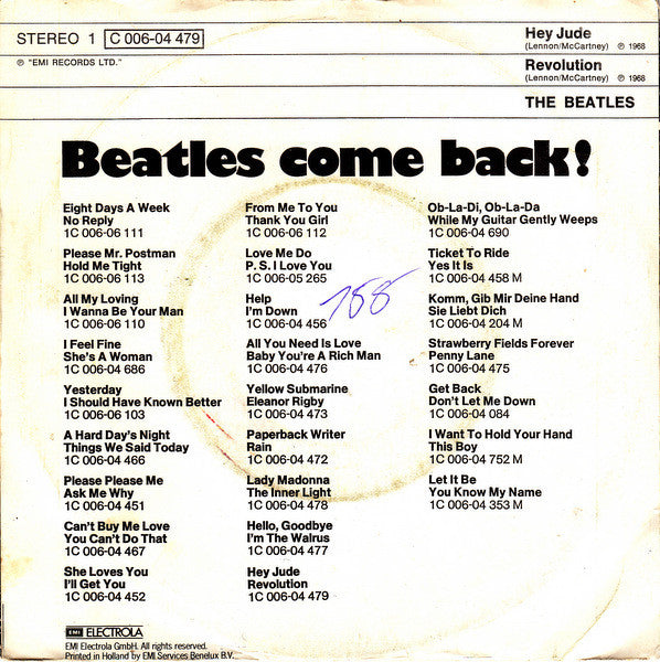The Beatles : Hey Jude / Revolution (7", Single, RE)
