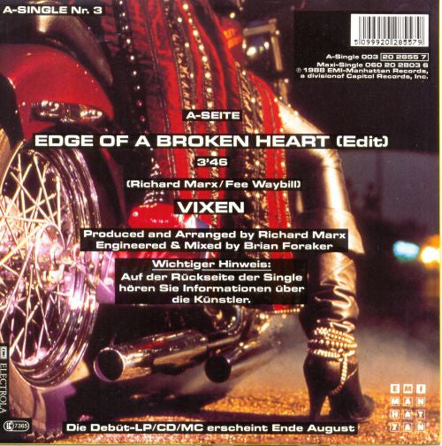Vixen (2) : Edge Of A Broken Heart (7", Single)
