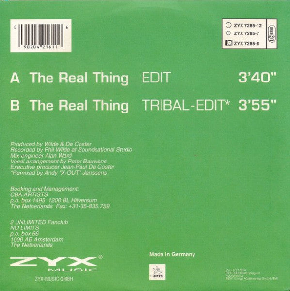2 Unlimited : The Real Thing (7", Single)