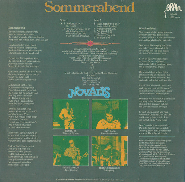 Novalis (3) : Sommerabend (LP, Album, RP)