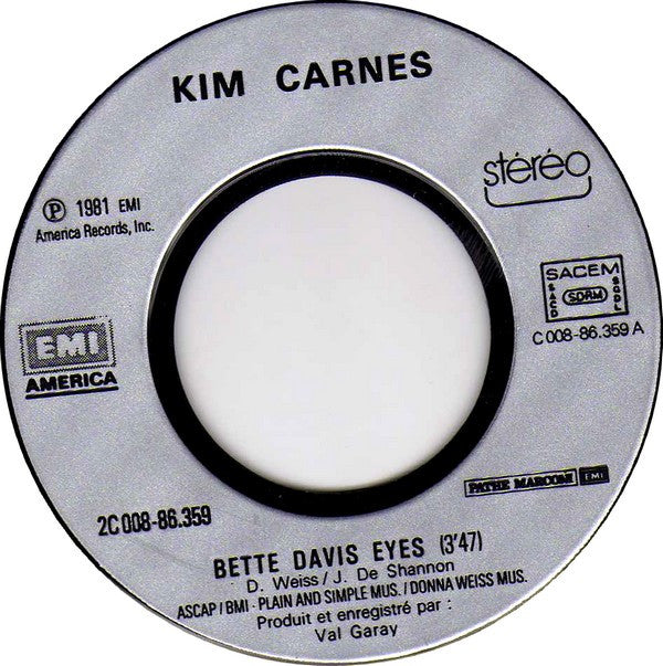 Kim Carnes : Bette Davis Eyes (7", Single)