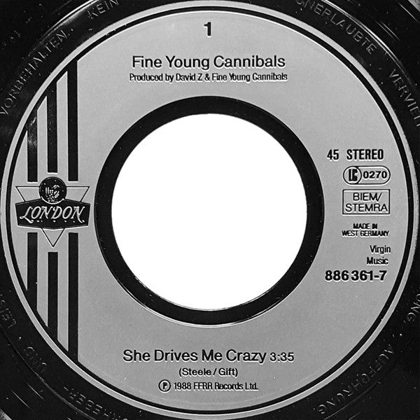 Fine Young Cannibals : She Drives Me Crazy (7", Single, Gre)