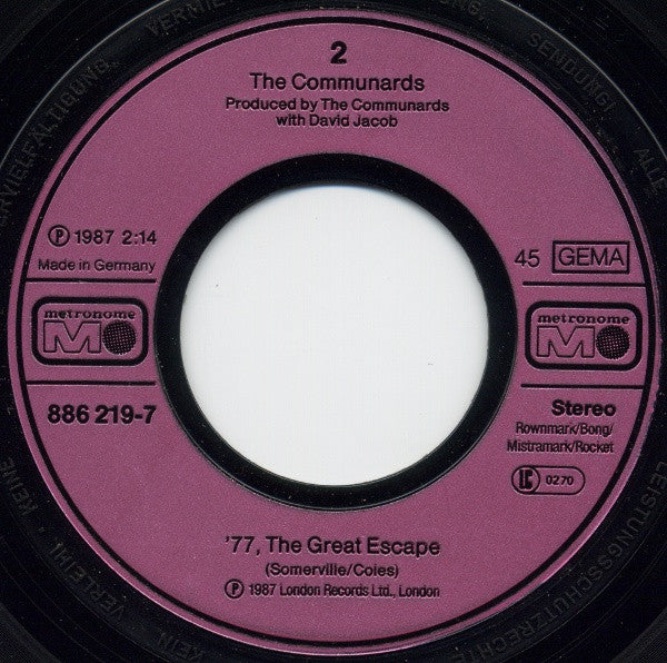 The Communards : Never Can Say Goodbye (7", Single)