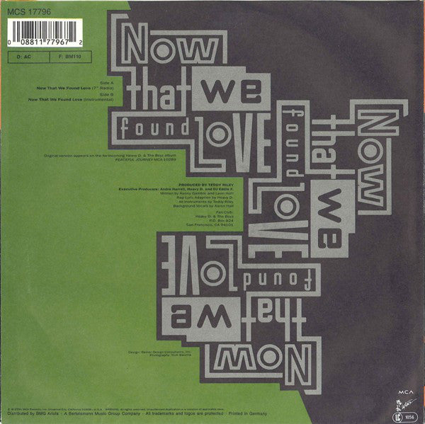Heavy D And The Boyz* : Now That We Found Love (7", Single)