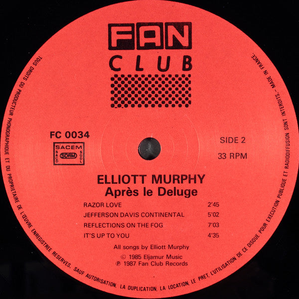 Elliott James Murphy* : Après Le Déluge (LP, Album)
