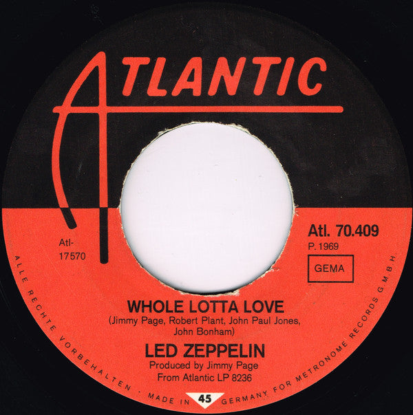 Led Zeppelin : Whole Lotta Love (7", Single, Mono)