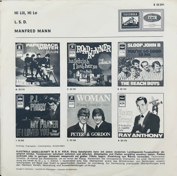Manfred Mann : Hi Lili, Hi Lo / L.S.D. (7", Single)