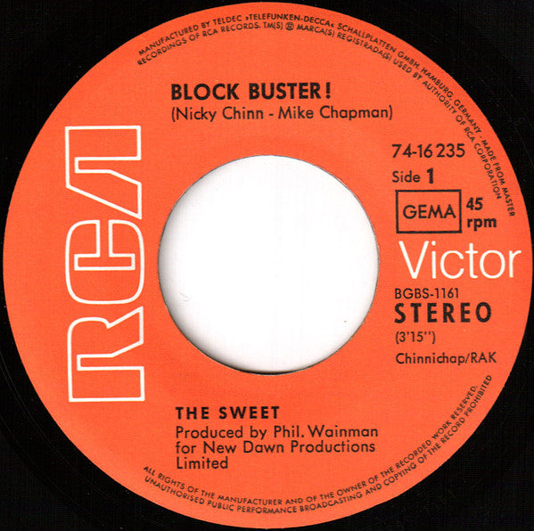 The Sweet : Block Buster (7", Single)