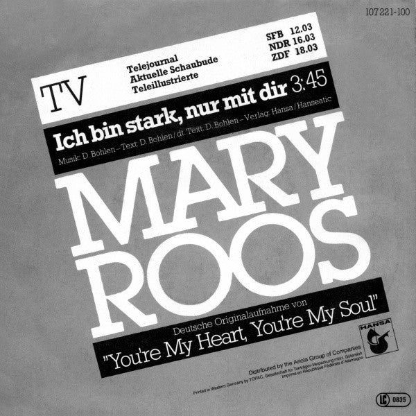 Mary Roos : Ich Bin Stark, Nur Mit Dir (7", Single)
