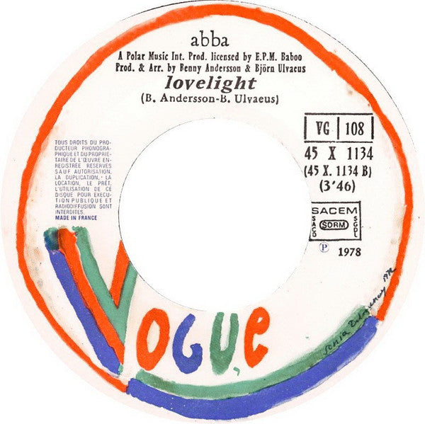 ABBA : Chiquitita c/w Lovelight (7", Single)