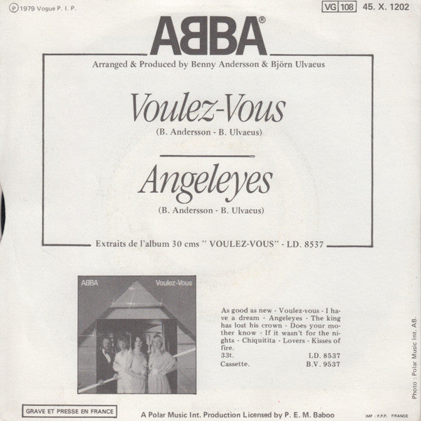 ABBA : Voulez-Vous / Angeleyes (7", Single)