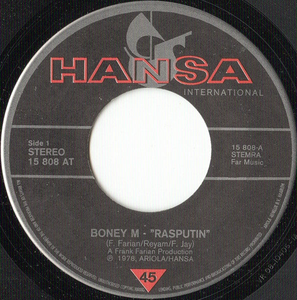 Boney M. : Rasputin (7", Single)