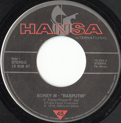 Boney M. : Rasputin (7", Single)