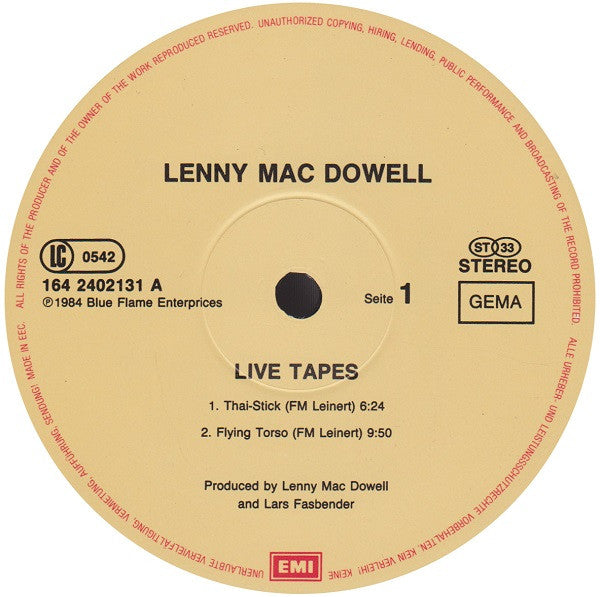 Lenny Mac Dowell : Live Tapes (2xLP, Album)