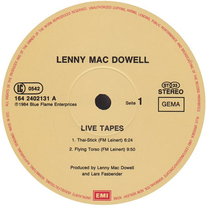 Lenny Mac Dowell : Live Tapes (2xLP, Album)