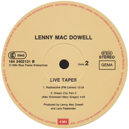 Lenny Mac Dowell : Live Tapes (2xLP, Album)