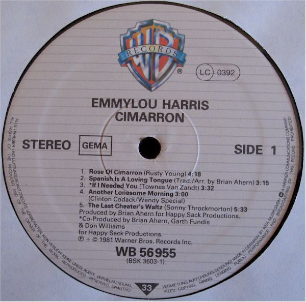 Emmylou Harris : Cimarron (LP, Album)