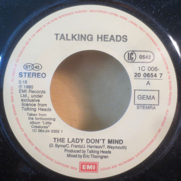 Talking Heads : The Lady Don't Mind (7", Single)
