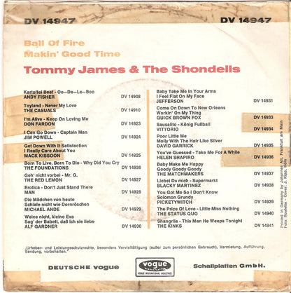 Tommy James And The Shondells* : Ball Of Fire (7", Single)