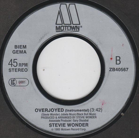 Stevie Wonder : Overjoyed (7", Single)