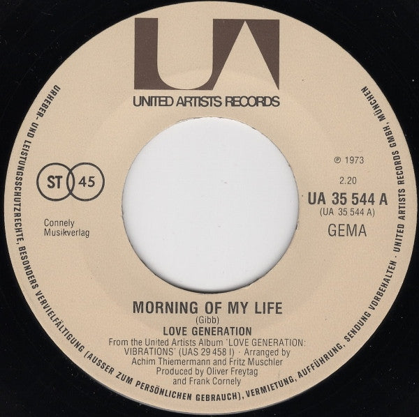 Love Generation : Morning Of My Life (7", Single)
