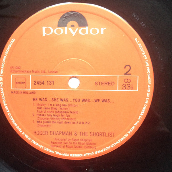 Roger Chapman And The Shortlist : He Was… She Was… You Was… We Was… (2xLP, Album)