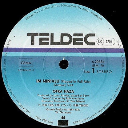 Ofra Haza : Im Nin'Alu (Played In Full Mix) (12", Maxi)