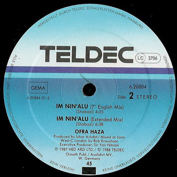 Ofra Haza : Im Nin'Alu (Played In Full Mix) (12", Maxi)