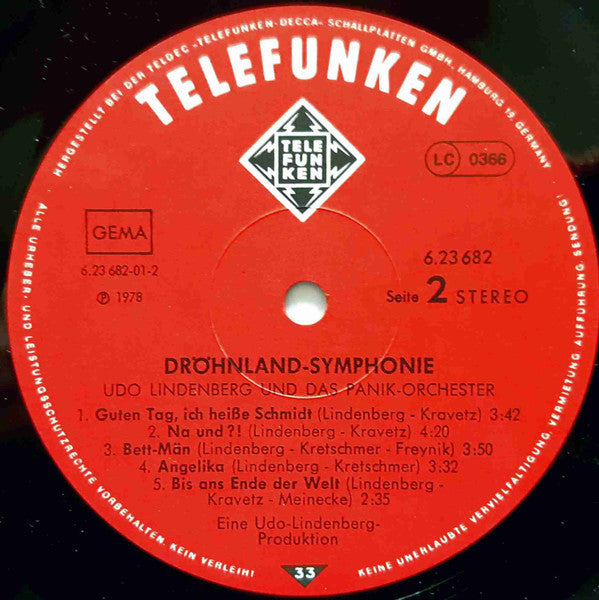 Udo Lindenberg Und Das Panikorchester : Dröhnland Symphonie (LP, Album, Red)