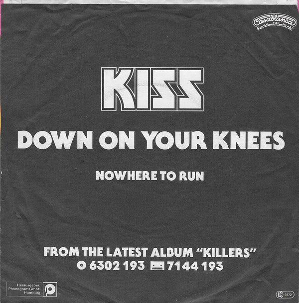 Kiss : Down On Your Knees (7", Single)