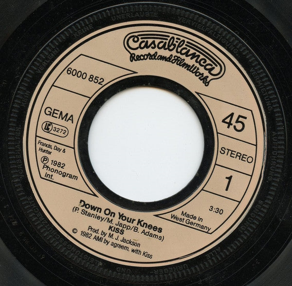 Kiss : Down On Your Knees (7", Single)