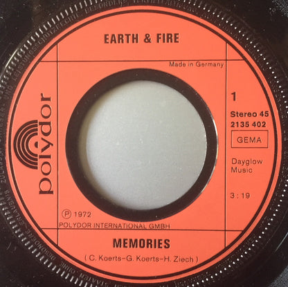 Earth & Fire* : Memories (7", Single, RE)