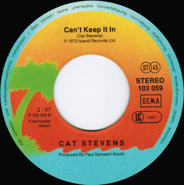 Cat Stevens : Lady D'Arbanville / Can't Keep It In (7", Single)