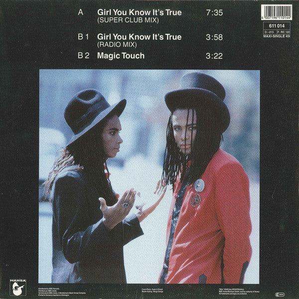 Milli Vanilli : Girl You Know It's True (12", Maxi)