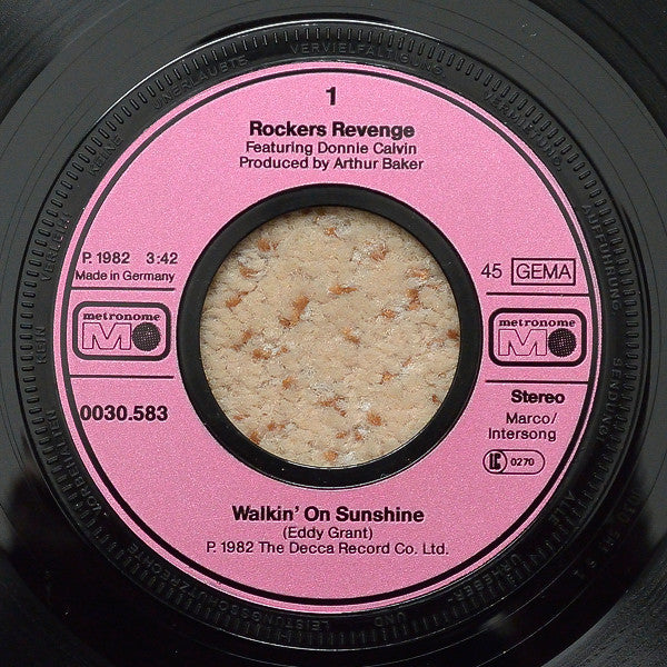Rockers Revenge Featuring Donnie Calvin : Walkin' On Sunshine (7", Single)