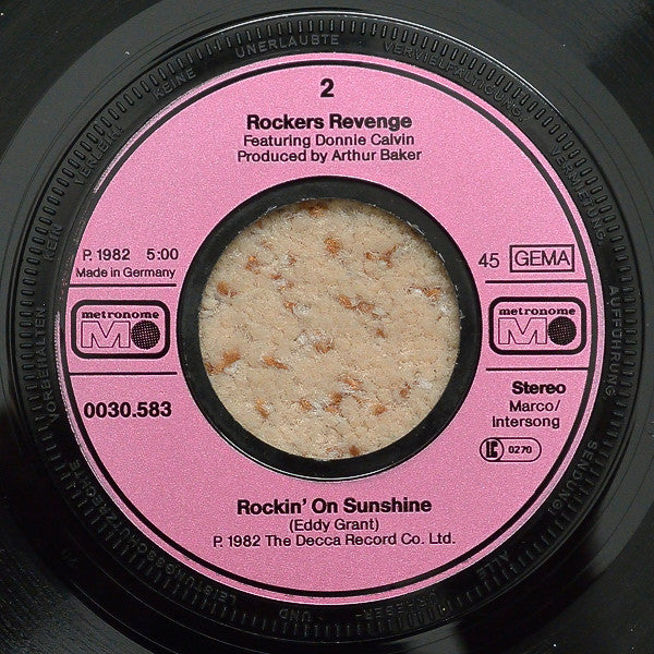 Rockers Revenge Featuring Donnie Calvin : Walkin' On Sunshine (7", Single)