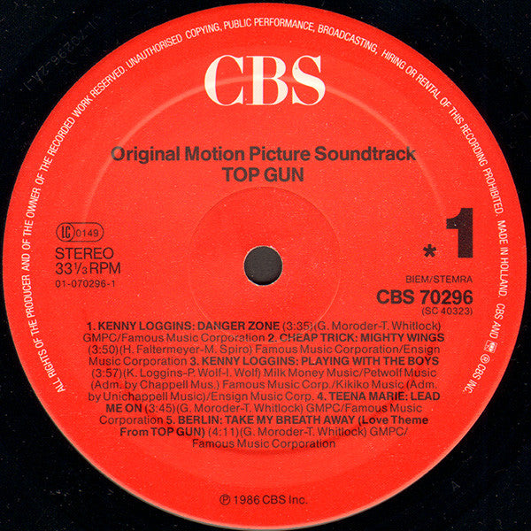 Various : Top Gun (Original Motion Picture Soundtrack) (LP, Album)