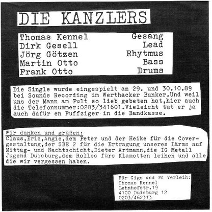 Die Kanzlers : Alte Liebe / Wenn Es Die Zeit Erfordert (7")
