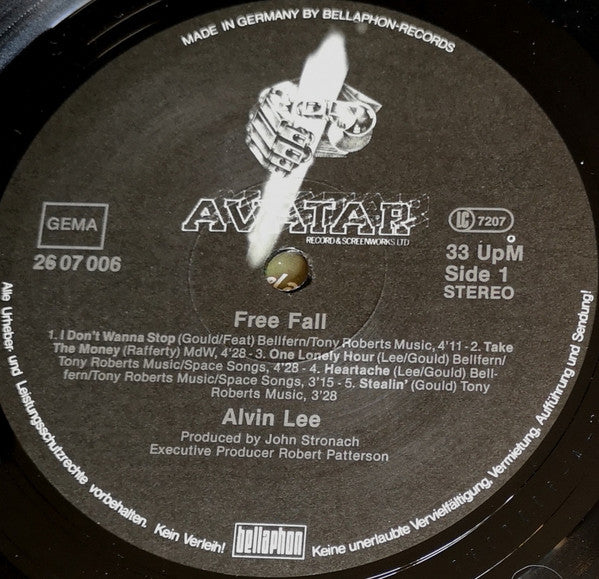 The Alvin Lee Band : Free Fall (LP, Album)