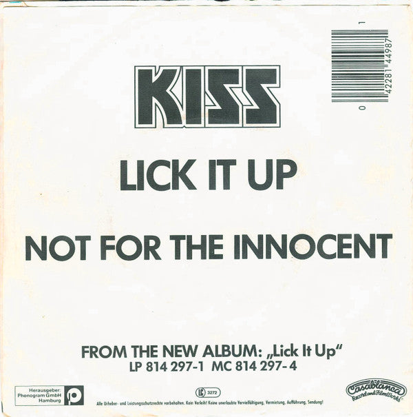 Kiss : Lick It Up (7", Single)