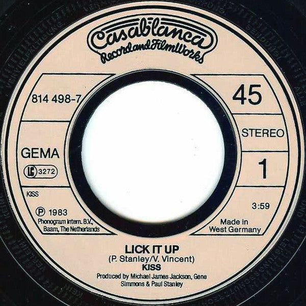 Kiss : Lick It Up (7", Single)