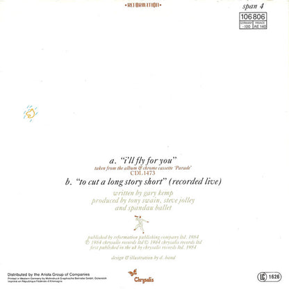Spandau Ballet : I'll Fly For You (7", Single)