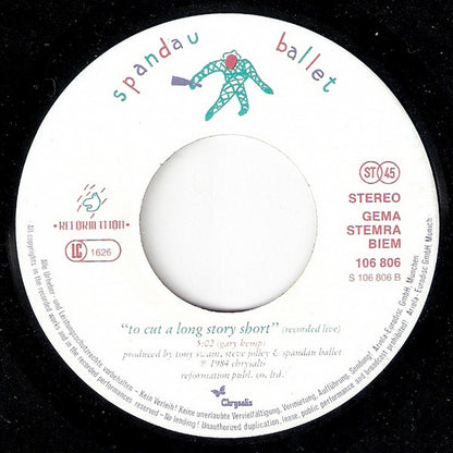 Spandau Ballet : I'll Fly For You (7", Single)