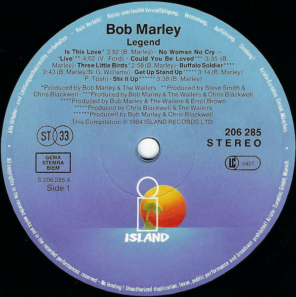 Bob Marley And The Wailers* : Legend (The Best Of Bob Marley And The Wailers) (LP, Comp, Gat)