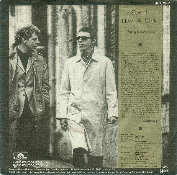 Paul Weller - The Style Council : Speak Like A Child (7", Single)
