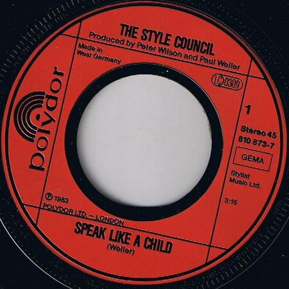Paul Weller - The Style Council : Speak Like A Child (7", Single)