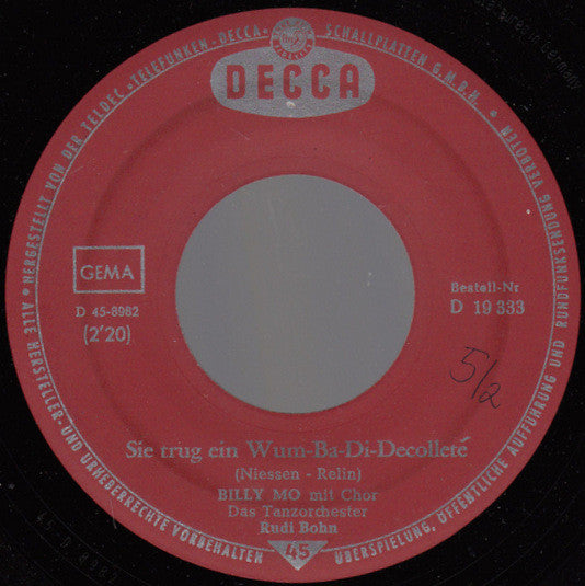 Billy Mo : Sie Trug Ein Wum-Ba-Di-Decolleté / Dream Baby (7", Single, Mono)